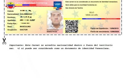 Portal carnetfronterizo.saime.gob.ve ya se encuentra disponible para registro de ciudadanos colombianos