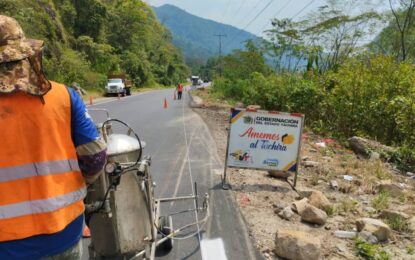 Más de 1 kilómetro demarcado en la Troncal 005