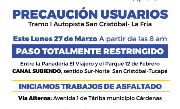 Inicia asfaltado en el canal subiendo del  tramo Sur -Norte de la Autopista