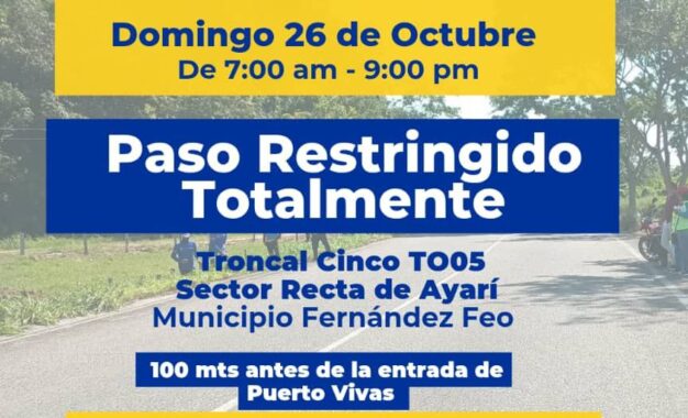 Paso restringido en la Recta de Ayarí Troncal 05